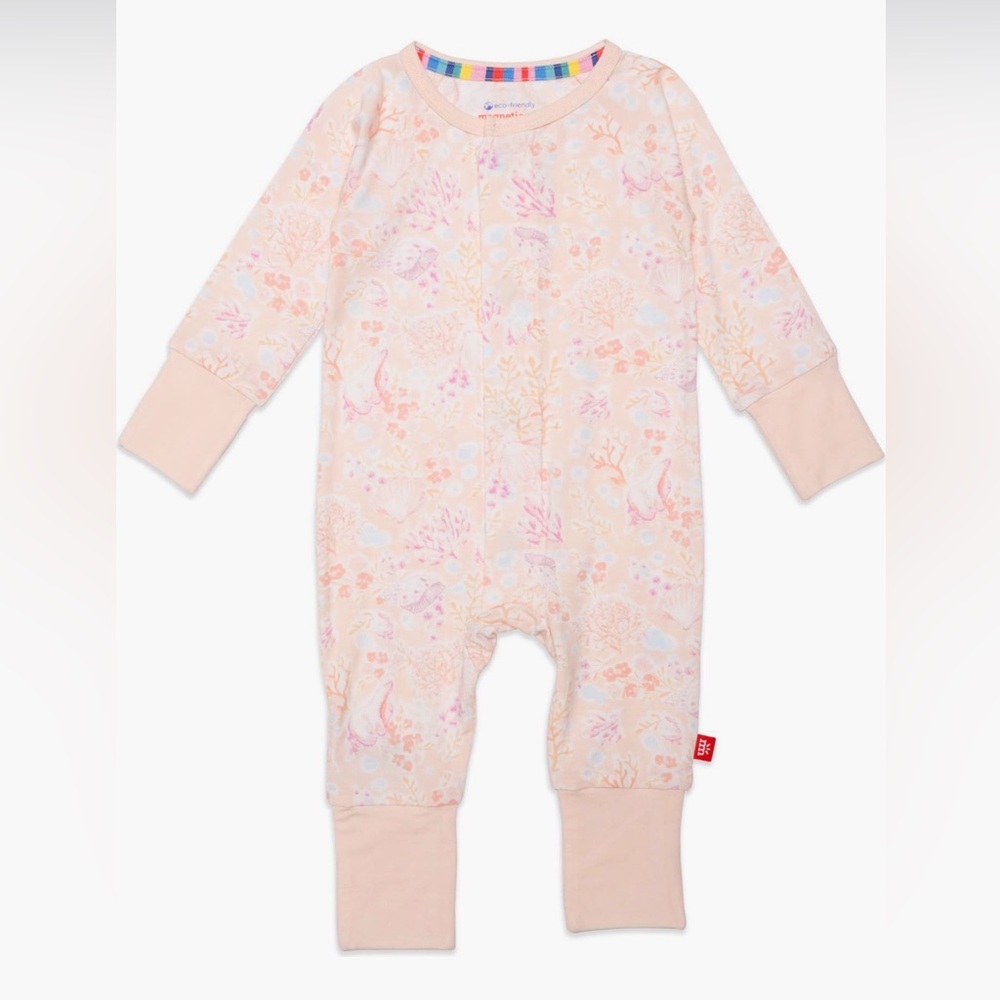 Magnetic Me Coral Floral Convertible Footie in 18-24 month